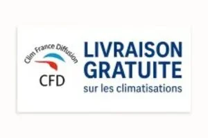Logo de CFD annonçant la livraison gratuite sur les climatiseurs.
