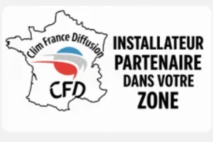 Logo de Clim France Diffusion avec le texte "Installateur partenaire dans votre zone".