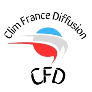Logo de Clim France Diffusion avec des couleurs bleu, blanc et rouge, et les initiales CFD.